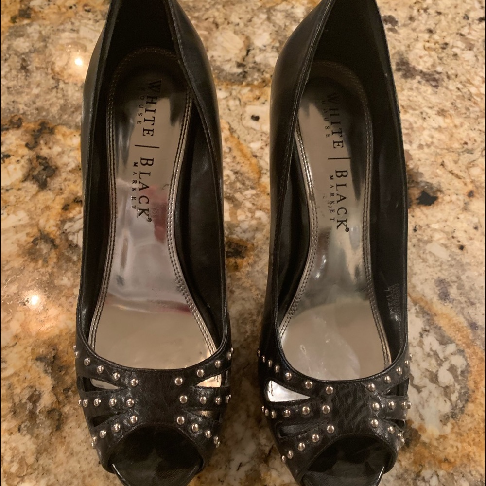 Black with silver studs White House Market Pumps